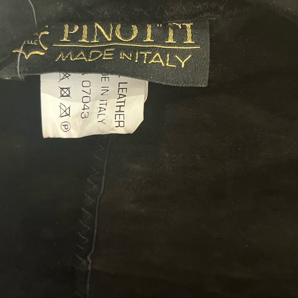 Pinotti made in Italy Black Leather/Suede fringe shawl - Picture 8 of 9